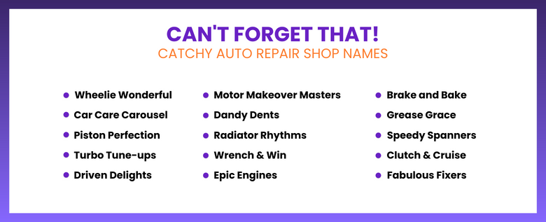 Catchy Auto Repair Shop Names