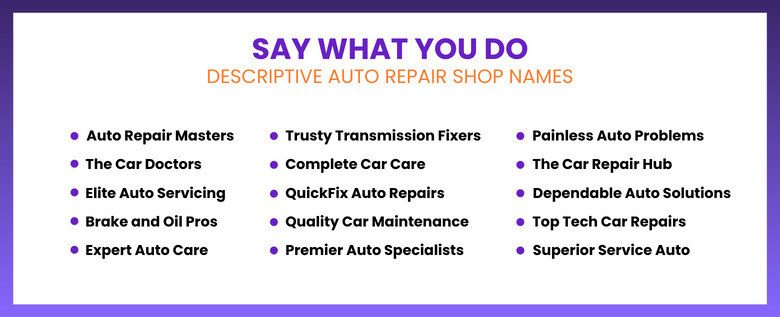 Descriptive Auto Repair Shop Names