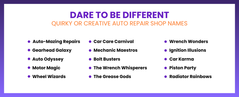 Quirky or Creative Auto Repair Shop Names