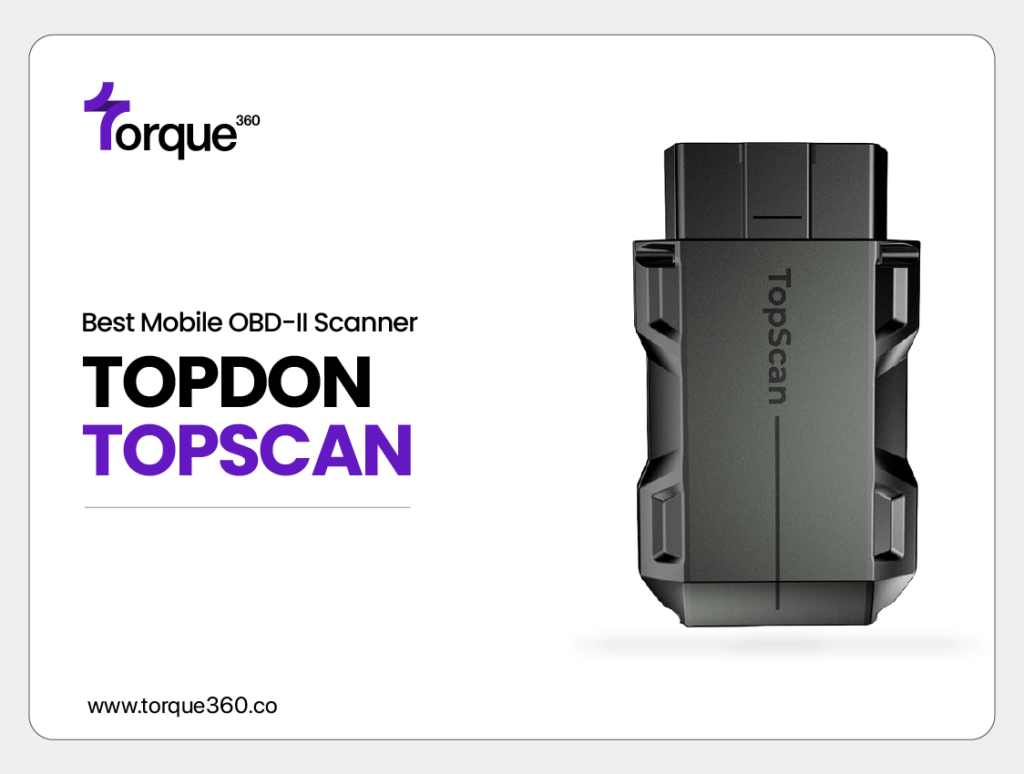 The Topscan OBD-II scanner supports OBD2 diagnostics, allowing you to read and clear trouble codes, access ECU information, utilize AUTO VIN recognition, view real-time data, and perform active tests. 