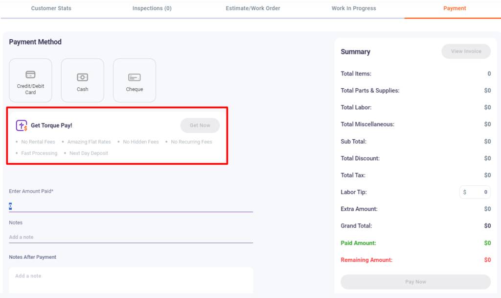 Integrated Payment Solution in Torque360