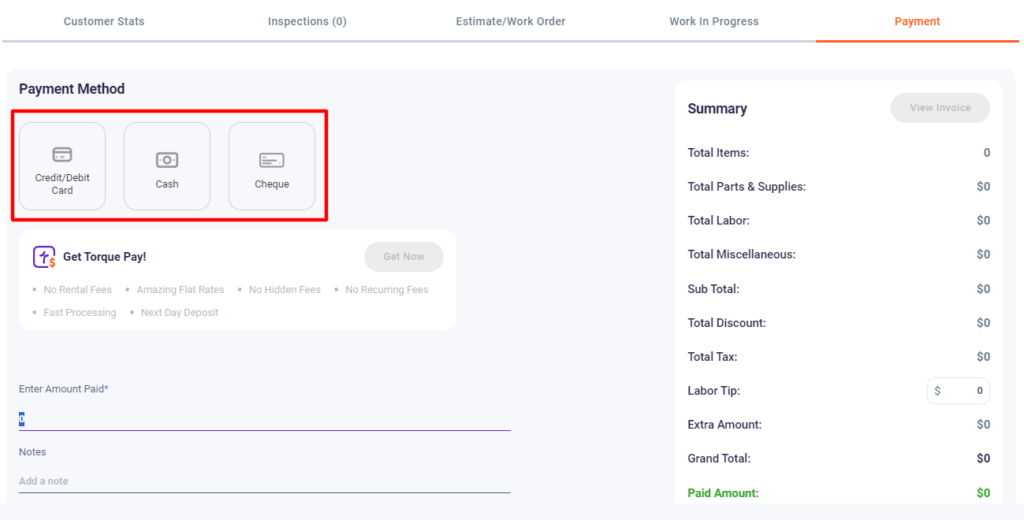 Payment Methods in Torque360