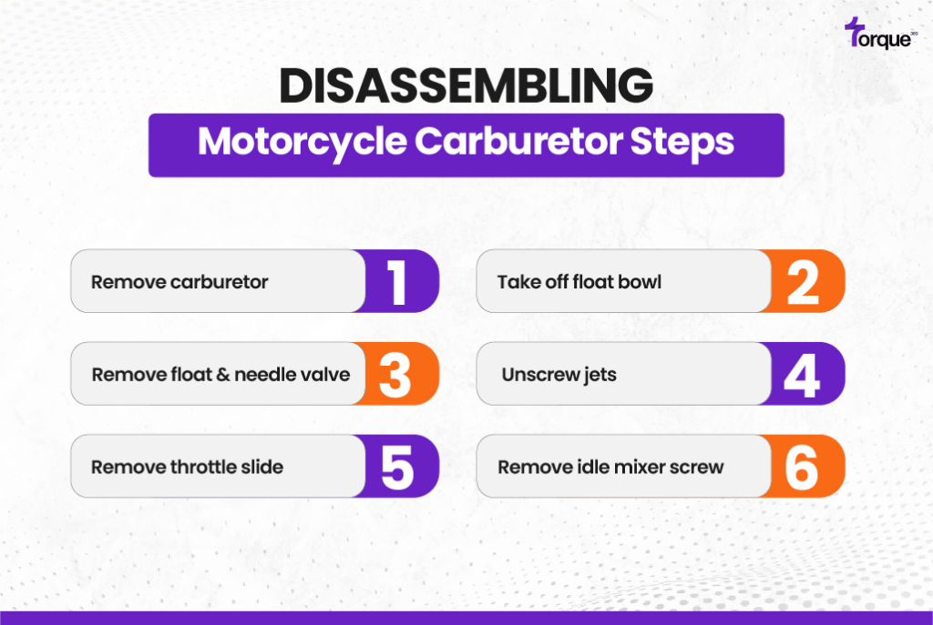 Disassembling Motorcycle Carburetor Steps