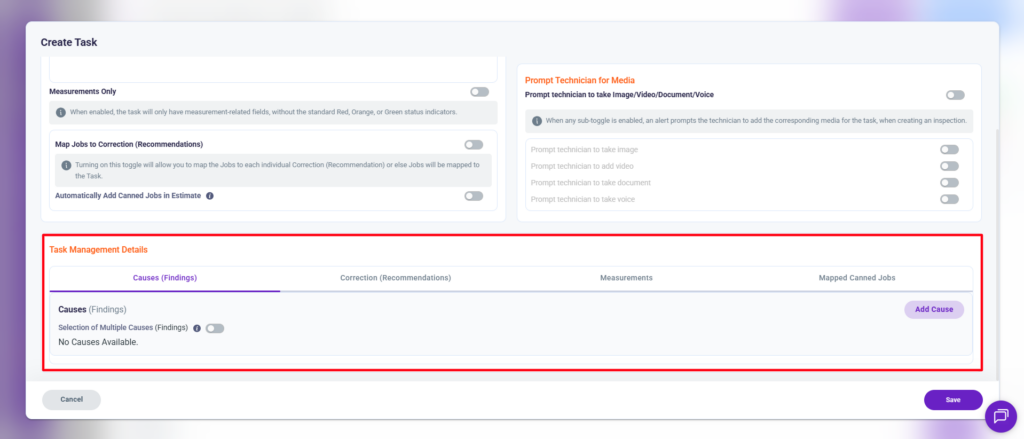 Task Management Details in Torque360 Digital Vehicle Inspection Software