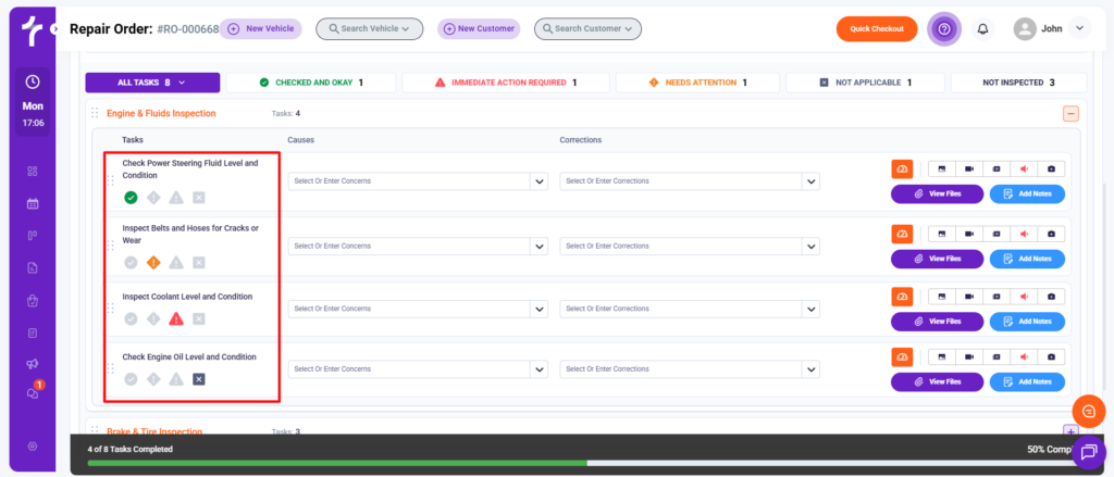 Condition Rating in Torque360 Auto Repair Order Software