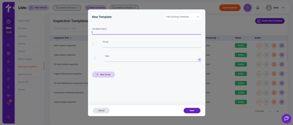 Simple Template in Torque360 Digital Vehicle Inspection Software